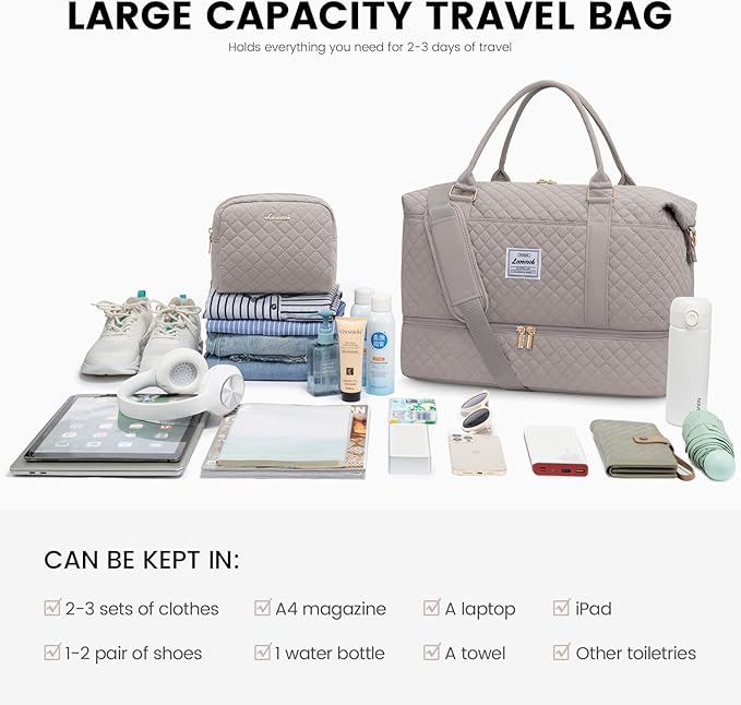 LOVEVOOK Travel Duffle Bag,Weekender Bags for Women with Shoe Compartment，Carry on Overnight Bag with Toiletry Bag,Gym Duffel Bag with Wet Pocket, Hospital Bags for Labor and Delivery
