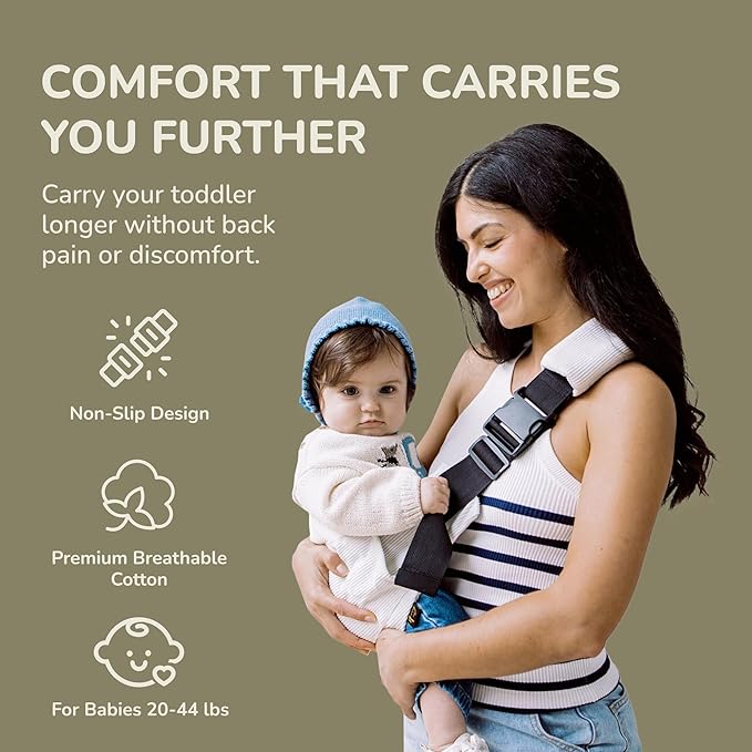 Ergonomic Lightweight Adjustable Toddler Sling Baby Carrier with Zipper Pockets Shoulder Padding Anti Slip Support for Travel Loving Dads and First Time Moms from 9 Months to 4 Years
