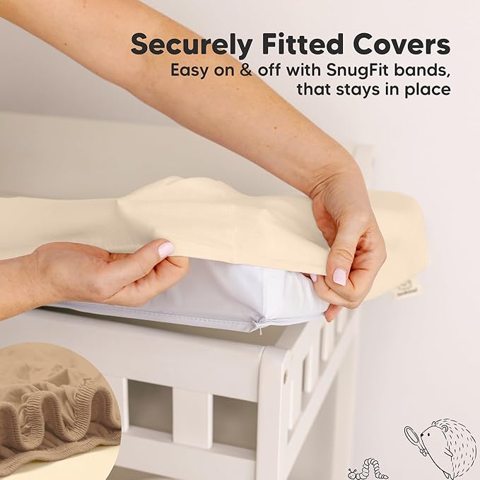 2-Pack Baby Changing Pad Covers for Girl, Boy, Neutral - Soft Viscose Derived from Bamboo Changing Table Pad Cover Sheets, Baby Nursery Diaper Changing Pad Cover, Contour Changing Pad Liner (Pecan)