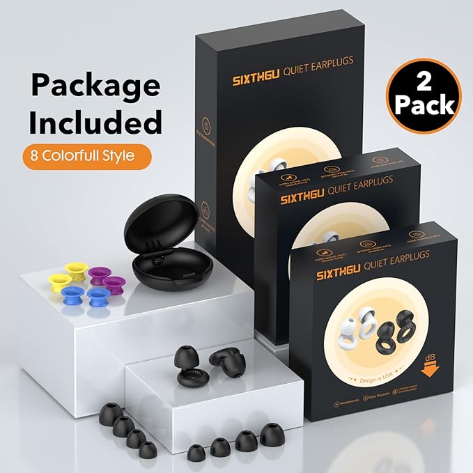 Ear Plugs for Sleeping Noise Cancelling -30dB, 2-Pack Reusable Soft Noise Reduction Ear Plugs for Sleep, Travel,Deep Focus, Hearing Protection,Concert with Carrying Case(Red*2)
