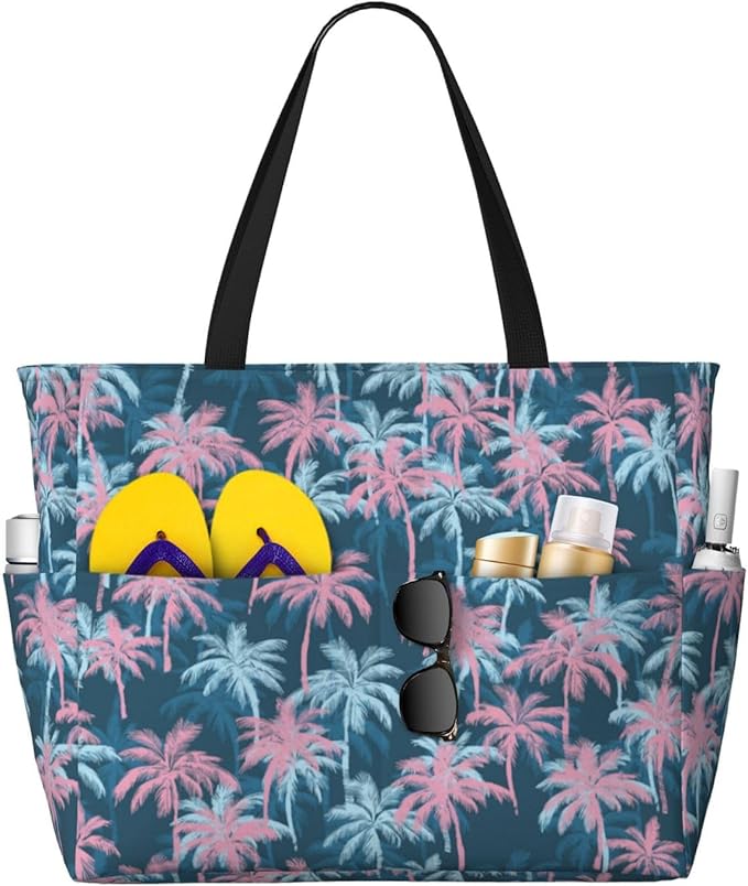 Beach Bag for Women Beach Tote Bag Waterproof Sandproof Large Bags with Zipper Big Capacity for Vacation Travel