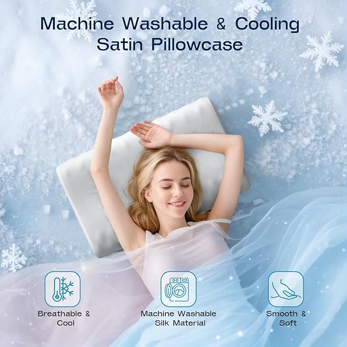 Memory Foam Pillows for Sleeping - Cervical Neck Ergonomic Pillow, Orthopedic Pillow for Neck and Shoulder Pain, Adjustable Cooling Contour Pillow (Grey, Queen)