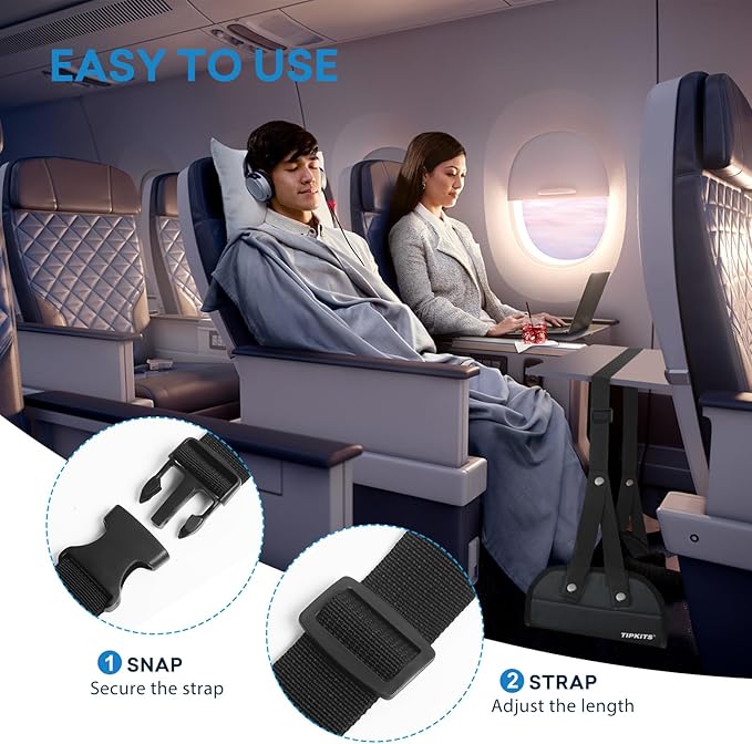 Airplane Footrest Made with Premium Memory Foam, Portable Foot Hammock with Comfortable No Clashing Base, Airplane Travel Accessories to Reduce Swelling and Soreness, Gifts for Travelers
