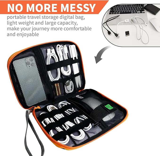 Electronics Travel Organizer,Portable Waterproof Electronic Travel Storage Bag for Small Charging Cord Storage,Charger,SD Card etc,for Travel,Business-Blue Black