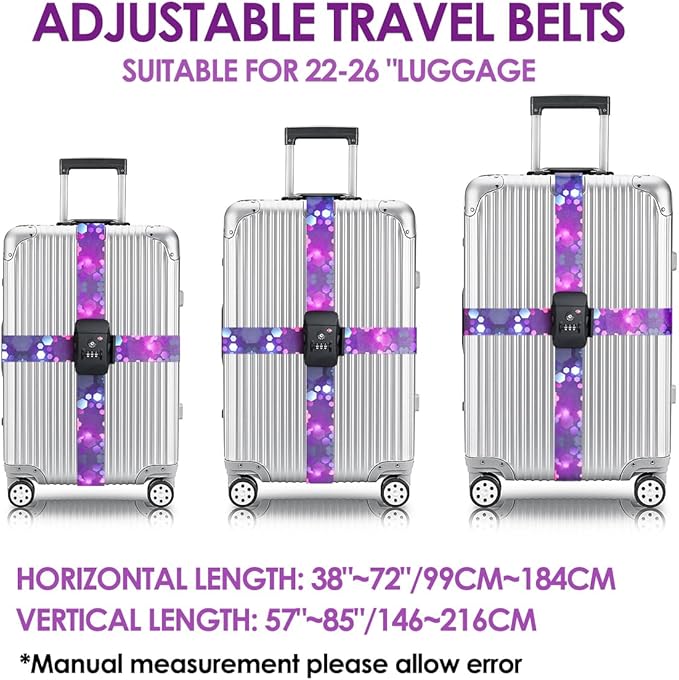 Adjustable Travel Luggage Strap Suitcase Belt Travel Bag Accessories 1.96 in W x 6.23 ft L