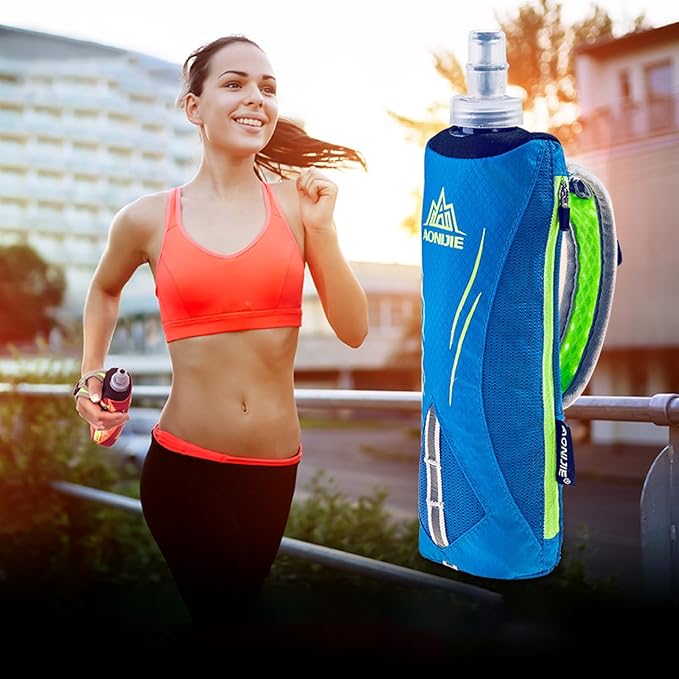 TRIWONDER Handheld Water Bottle for Running, Quick Grip Chill 17 oz Handheld Soft Water Bottle with Hand Strap Hydration Pack, BPA Sport Soft Flask (Black)