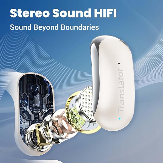AI Translator Earbuds Translation Earbuds Real-Time 98% Accuracy 0.5s Response |Lifetime Free Offline Translation(8 Languages) & Online Translation(144 Languages) AF56 Beige