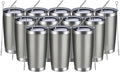 MEWAY 20oz Tumbler 12 Pack Double Wall Vacuum Insulated Travel Mug Bulk, Stainless Steel Tumblers with Lid and Straw, Durable Powder Coated Coffee Cups for Cold & Hot Drinks (Cold Gray, 12)