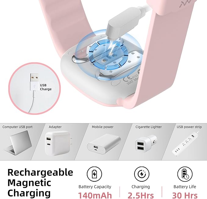 EmeTerm Fashion FDA-Cleared Relieve Nausea Electrode Stimulator Morning Sickness Motion Travel Sickness Vomit Relief Rechargeable No Gel Drug Free Wrist Bands Without Side Effects