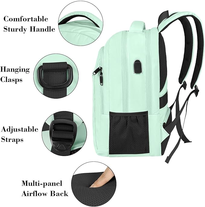 MATEIN 15.6-Inch Laptop Backpack with USB Charging Port, Slim Lightweight Water Resistant Travel Backpack for Women