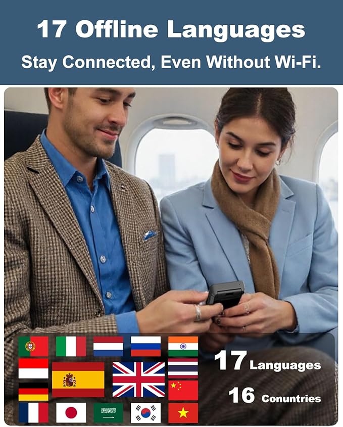 iTour D-Lite Dual Screen Language Translator Device, 2025 Real-Time Voice Translation Interpreter Hub 139 Languages, Group Chat & Photo & PhoneTranslation, Instant Pocket AI Translator Device