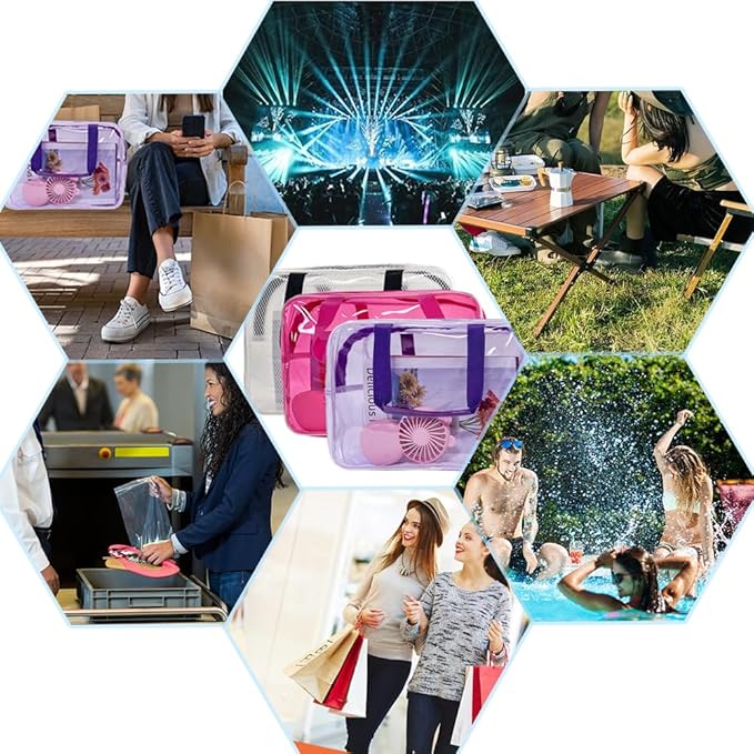 Travel Clear Waterproof PVC Bag, Toiletry Carry Pouch Makeup Artist Bag, Makeup Bags with Zipper Handle Straps, Tote Bag Violet