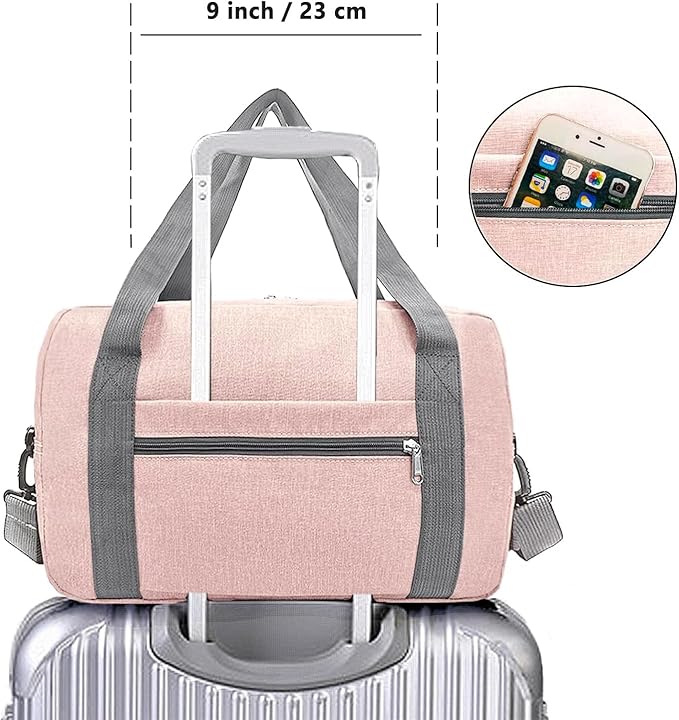 For Spirit Airlines Personal Item Bag 18x14x8 in Underseat Carry-on Luggage foldable Travel Duffle Bag for Airplanes(30L, Pink)