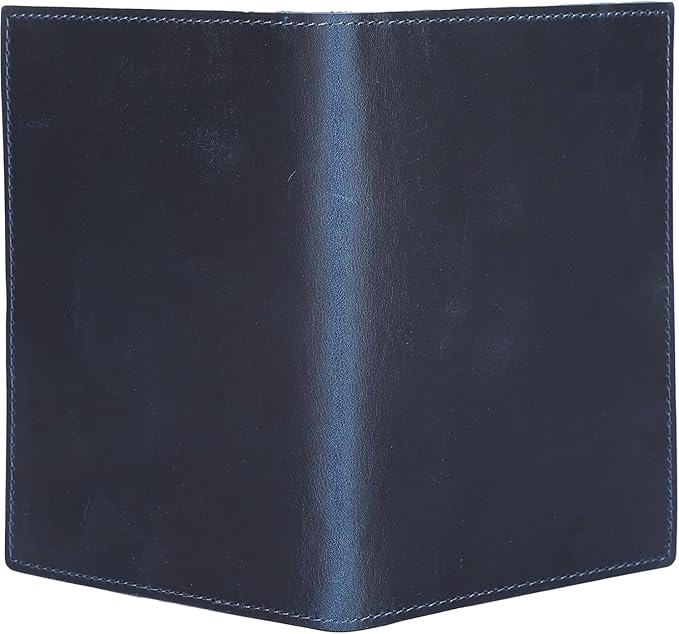 STAR VISTA Albatross Leather Travel Passport Holder, Minimalist Design, Full Grain Leather Case for Women and Men - Slim Passport Wallet, Bifold, RFID Blocking, with AirTag Holder, Navy Blue