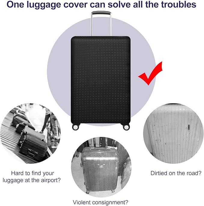 7-mi Travel Luggage Cover Protector, Washable Suitcase Protector Anti-scratch Spandex Baggage Covers Fits 19-21 Inch Luggage