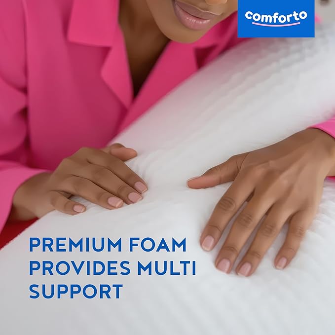Ergonomic Memory Foam Pillow for Neck Pain Relief - Ergonomic 27.5x17.7 Neck Cervical Support Pillow for Sleeping - Side and Back Sleepers, Medical Orthopedic Foam Pillow - Medium Firm