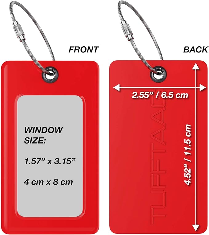 Luggage Tags Business Card Holder by TUFFTAAG - Durable Travel ID Bag Tag, Secure & Flexible, Perfect for Suitcases, Backpacks, and Carry-Ons, Easy Identification