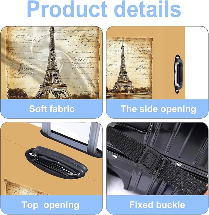 Luggage Cover Washable Suitcase Protector Anti-scratch Suitcase cover Fits 20-34 Inch Luggage (Tower-3, S(20-22inch suitcase))