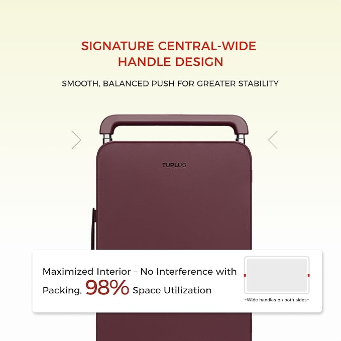 TUPLUS 20” Carry-On Hardside Luggage Lightweight ABS Travel Suitcase with Wide Handle Spinner Wheels TSA Combination Lock, Balance Series 2.0,Cranberry Red