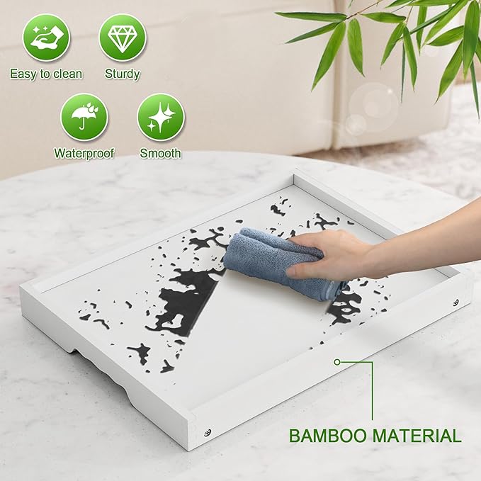 Bed Tray Table with Folding Legs,Bamboo Breakfast in Bed for Kitchen Serving Tray,Sofa,Eating,Used As Laptop Desk Snack Tray 2 Pack (White)