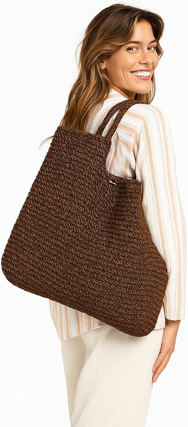 Roxy Women's Beach Tote Bag | Travel | Vacation | Straw | Lightweight | Breathable