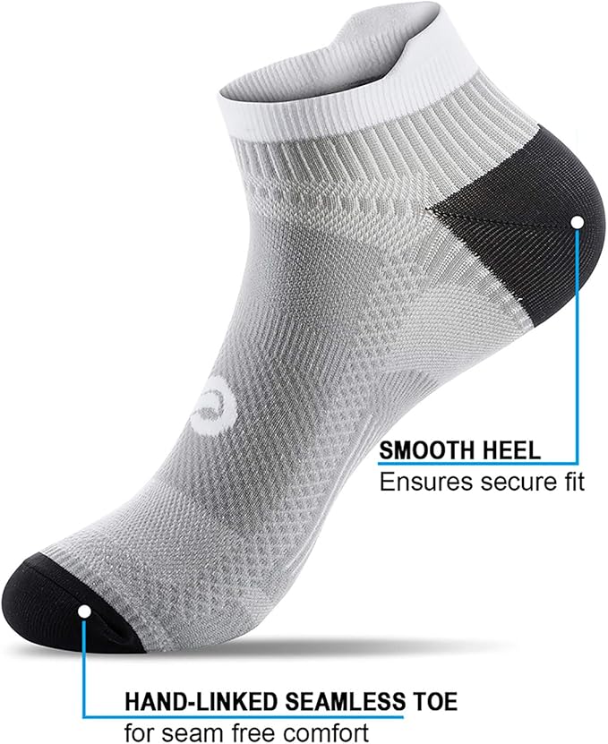 PAPLUS Ankle Compression Sock for Men and Women 2/4/6 Pairs, Low Cut Compression Running Sock with Ankle Support