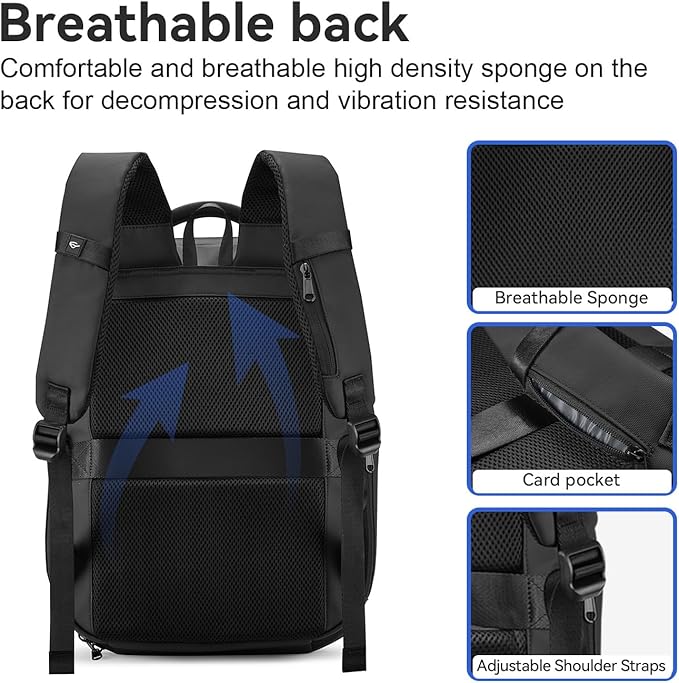 SOKOK Carry On Travel Backpack Waterproof Business Backpack Expandable with Laptop Compartment and Charging, Hardshell Computer Backpack for Men and Women, White