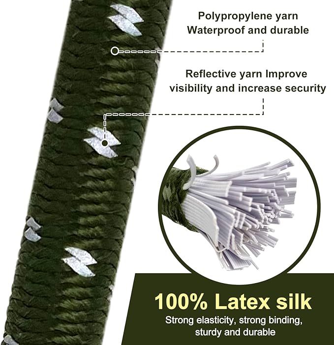 Bungee Cord Luggage Cord Resilience 18 Inch 4 Pieces for SecuringTents, Tarps, Luggage ，Truck, ATV Off-Road Motorcycle Bicycle Riding,Multi-Scenario Applicable Green