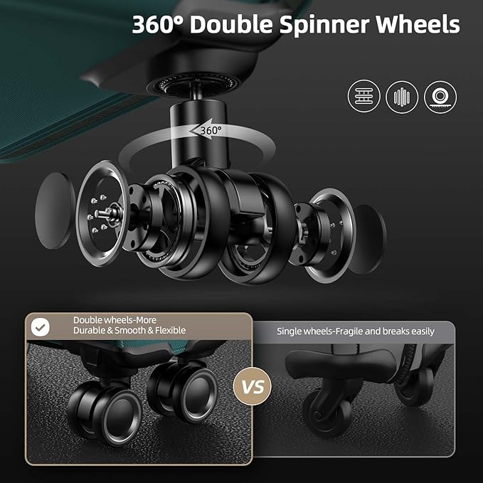 SHOWKOO Luggage Sets 3 Piece Softside Expandable Lightweight Durable Suitcase Sets Double Spinner Wheels TSA Lock Dark Green (20in/24in/28in)