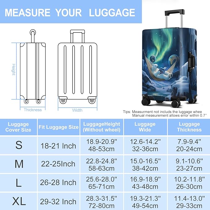 Polar bear Luggage Cover Washable Suitcase Protector Anti-Scratch,Stretchable Fit for 20-34Inch Luggage Durable Travel Bag Cover with Zipper Closure L(28-30inch suitcase)