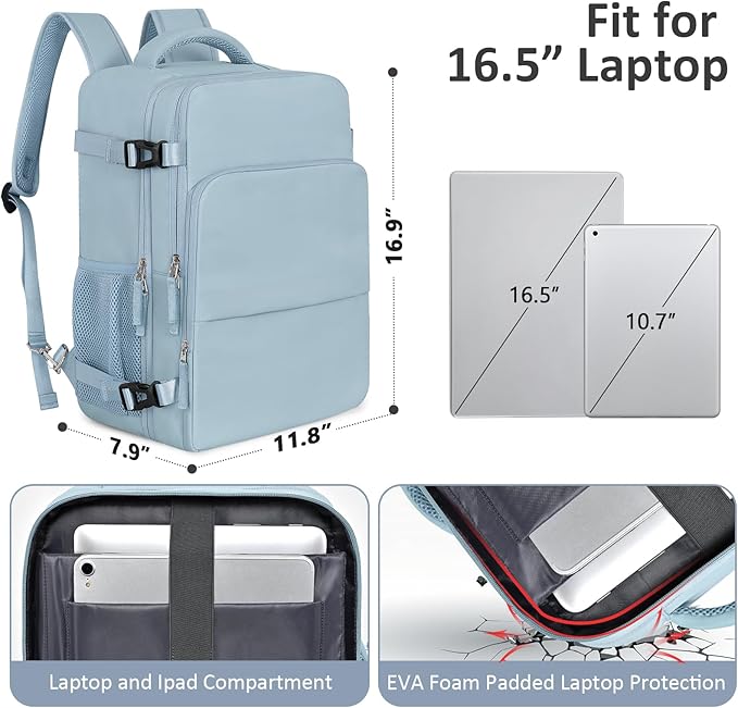 Travel Backpack for Women Men,Travel Laptop Backpack w/USB Charging Port, Waterproof Travel Backpack Carry On Flight Approved,Weekender Business Hiking Bag,Laptop Backpack 17 inch