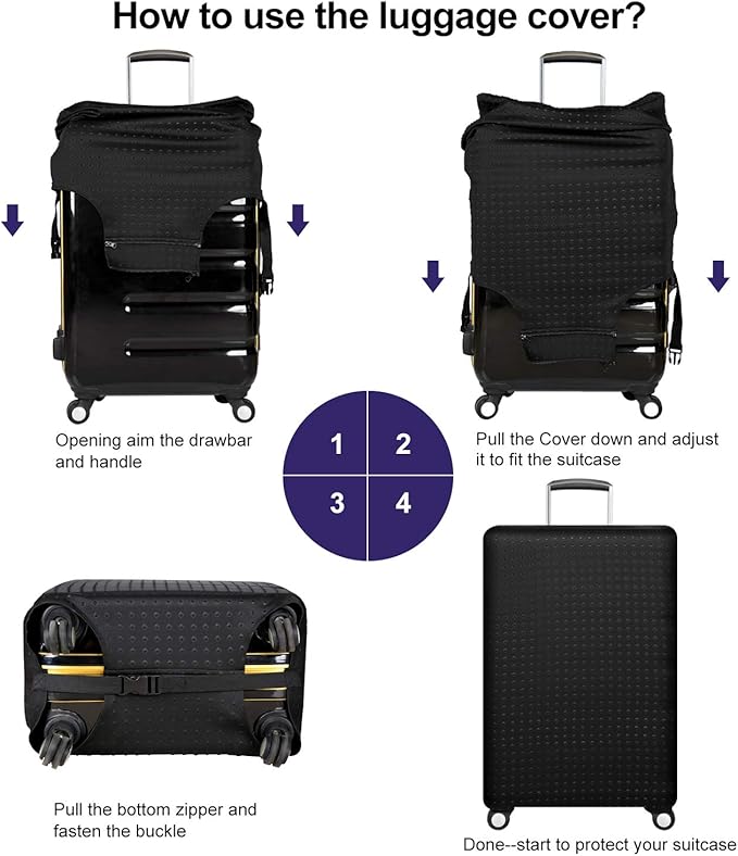 7-Mi Travel Luggage Protector Suitcase Cover 22"-24" Suitcase Dust Cover Size M
