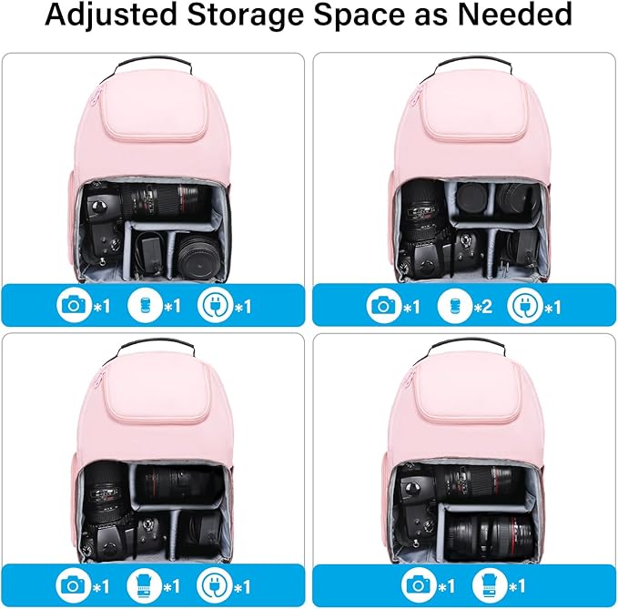 MOSISO Camera Sling Bag, DSLR/SLR/Mirrorless Camera Case Crossbody Photography Backpack with Tripod Holder&Removable Modular Inserts&PU Handle Compatible with Canon/Nikon/Sony, Pink