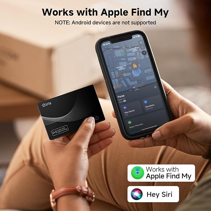 2025[Apple MFi Certified] Air Smart Tags Wallet Tracker Card Work with Apple Find My (iOS Only), Rechargeable Tag GPS Tracker Item Locator Thin Finder for Wallet, Keys, Luggage, Bags (Black 1 Pack)