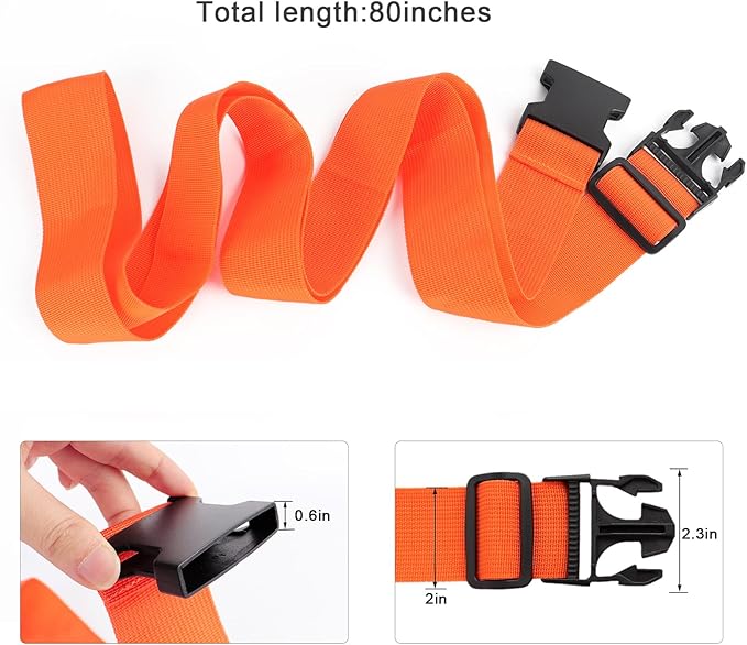 4Pcs Luggage Straps for Suitcase Travel Accessories TSA Approved, 80In Long Belts to Keep Your Suitcase Secure, Adjustable Bag Straps with Quick-Release Buckle for Travel Bag Closure, Orange