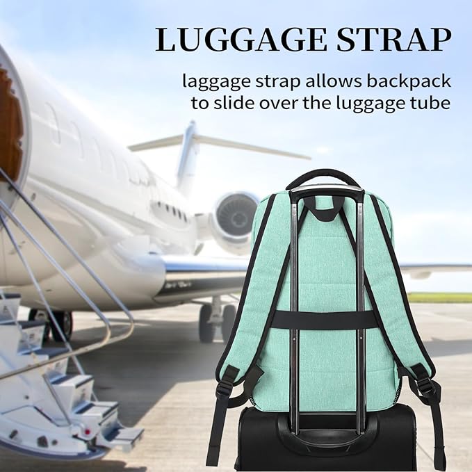 Travel Laptop Backpack, Anti Theft Backpack for Men and Women with USB Charging Port Business Computer Backpack Bag (Green, 15.6 Inch)