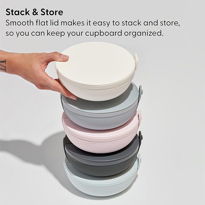 W&P Porter Ceramic Bowl Lunch Container w/ Protective Non-slip Exterior, Mint 1 Liter | Lid & Snap-tight Silicone Strap | Food Storage, Bento Box, Meal Prep | BPA-Free Ceramic