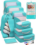 ALL INCLUDED 10 Set Durable Packing Cubes for Suitcases,OlarHike Essentials for Travel, UPGRADED Anti-Tear Stitching, NEW Improved Luggage Packing Organizers for Travel Accessories (Turquoise)