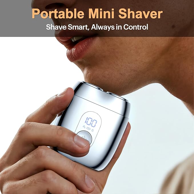 All-Metal Mini Electric Shaver for Travel Men– Smooth & Close Shave, Portable USB-C Rechargeable Razor with Mirror Cap, Waterproof Wet/Dry, Ideal Gift for Dad Husband Boyfriend – RX40 Silver