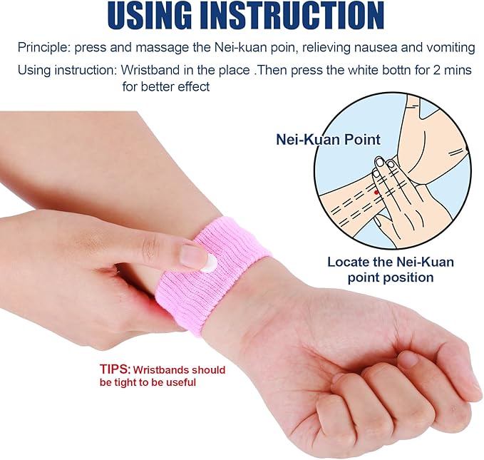LYJEE Motion Sickness Bands for Kids, Travel Sickness Relief Wristbands, Anti-Nausea Wristbands for Car or Sea Sickness