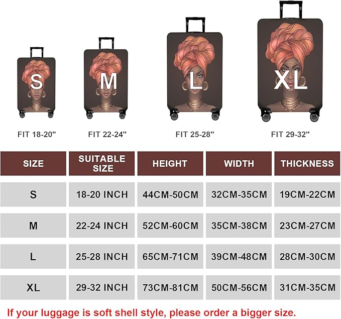 WUJIAONIAO Travel Luggage Cover Baggage Suitcase Cover Protector Skins 18-32 Inch (Brown A10, L (for 25-28 inch luggage))