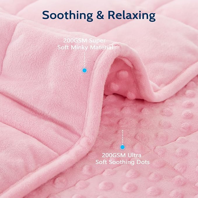 L'AGRATY Weighted Blanket for Adult - 60"x80" 20lbs Minky Dots Heavy Blanket with Glass Beads: Soft Breathable for All-Season Summer Fall Winter Thick Comfort for Sleeping