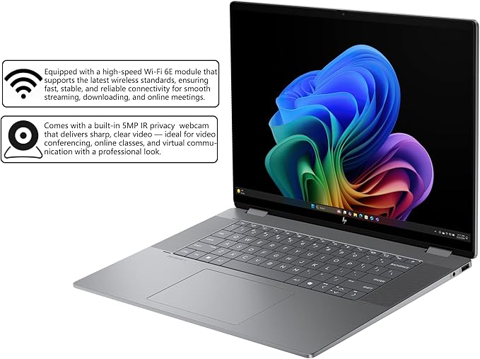 HP OmniBook X Flip Copilot+ AI PC 2-in-1 Laptop | 16" WUXGA Touch (400nits) | AMD 6-core Ryzen AI 5 340 (Up to 50 Tops) | 16GB DDR5 1TB SSD | Backlit 5MP IR Privacy Camera Win11Pro w/DLCA Accessory