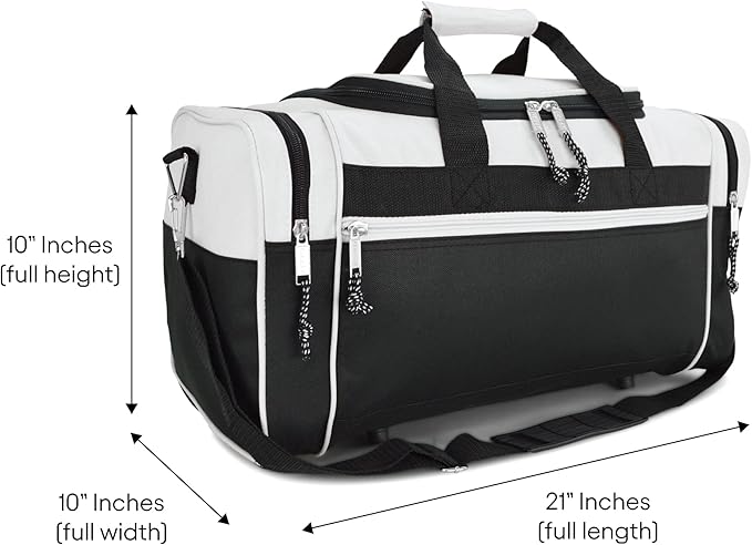 DALIX 21" Sports Duffle Bag Gym Travel Pack in White