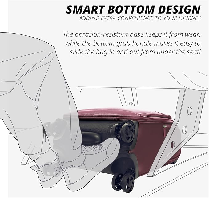 Verage Underseat Carry On Luggage with Spinner Wheels 15 inch Overnight Suitcase Travel Business Bag for Airlines Men Women