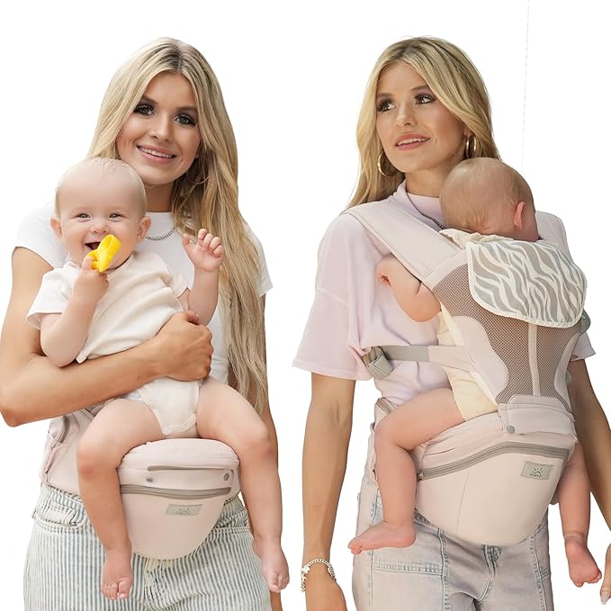 MOMTORY Carryall™ Pro Baby Carrier, Safety-Certified 6-in-1 Ultra Storage Baby Carrier Newborn to Toddler, Front & Back Baby Holder Carrier with Hip Seat, Soft Pink