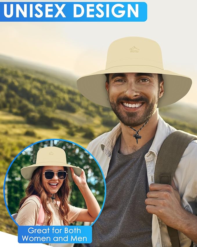 BROTOU Foldable Bucket Hats for Women/Men, UPF 50+ Wide Brim Sun Hat, Waterproof Fishing Cap with UV Protection