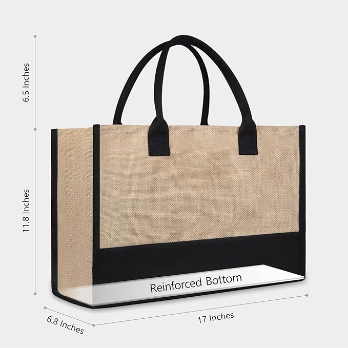 TOPDesign Initial Jute/Canvas Tote Bag, Personalized Present Bag, Suitable for Wedding, Birthday, Beach, Holiday, is a Great Gift for Women, Mom, Teachers, Friends, Bridesmaids (Letter L)