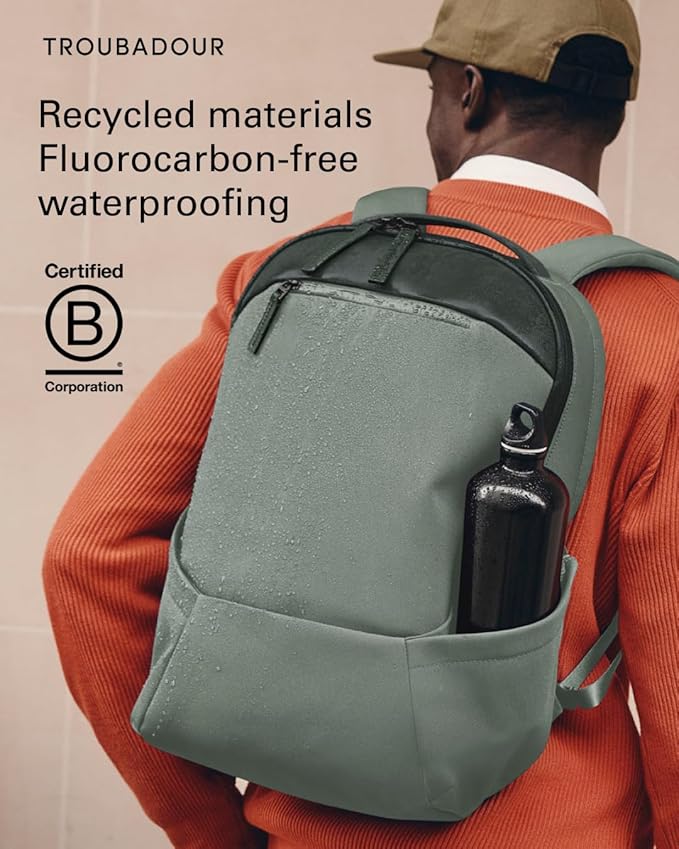 Troubadour Apex Backpack 3.0-25L Premium Laptop Backpack - Ergonomic & Water Resistant - Designed for Work and Travel - Green Smoke & Obsidian Green