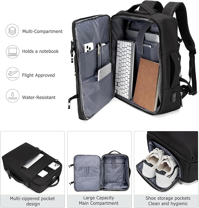 feilario 2 Piece Set 20in Aluminium Frame PC Hard Shell Spinner Wheels Luggage, Built-In TSA lock Carry on Suitcase, with Cup Holder, USB Port, Phone Holder